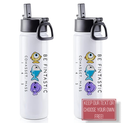 Personalize Free Cohasset MA, 22oz Stainless Steel Water Bottle from Baby Squid Ink 