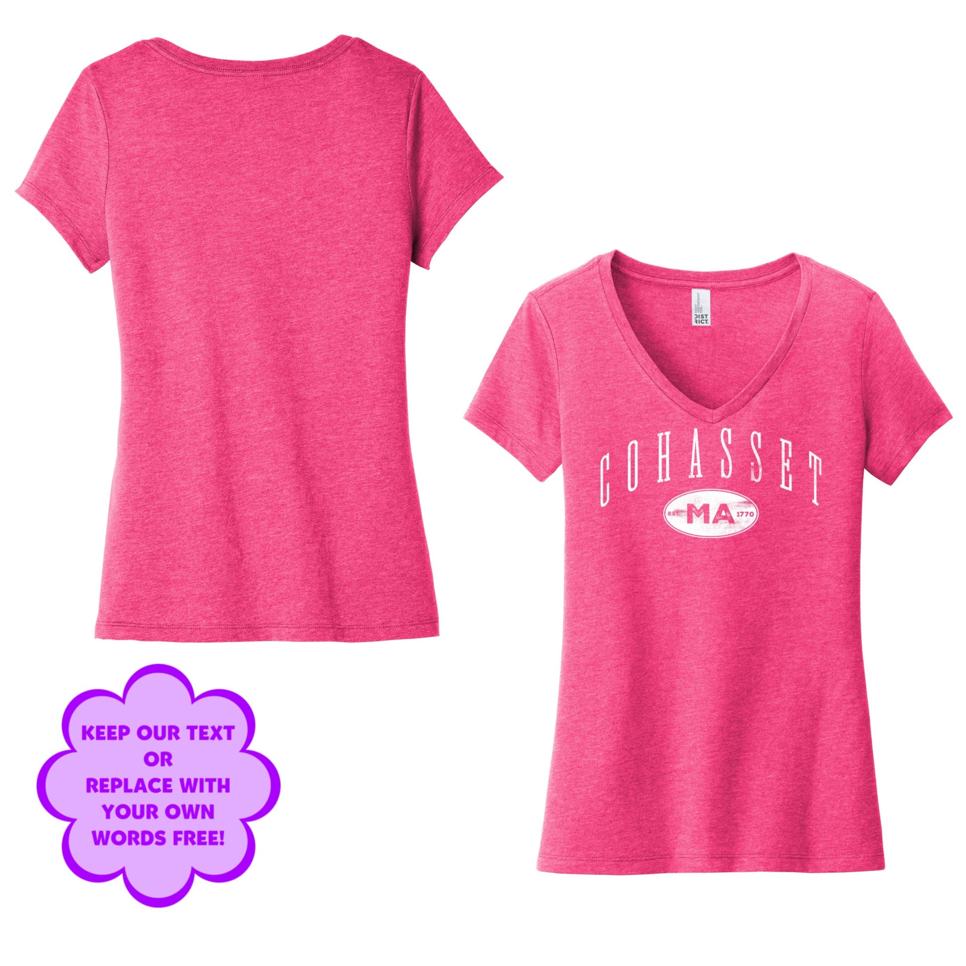 Personalize Free Cohasset MA, Women’s Cotton Tees from Baby Squid Ink 