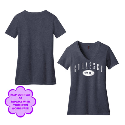 Personalize Free Cohasset MA, Women’s Cotton Tees from Baby Squid Ink 