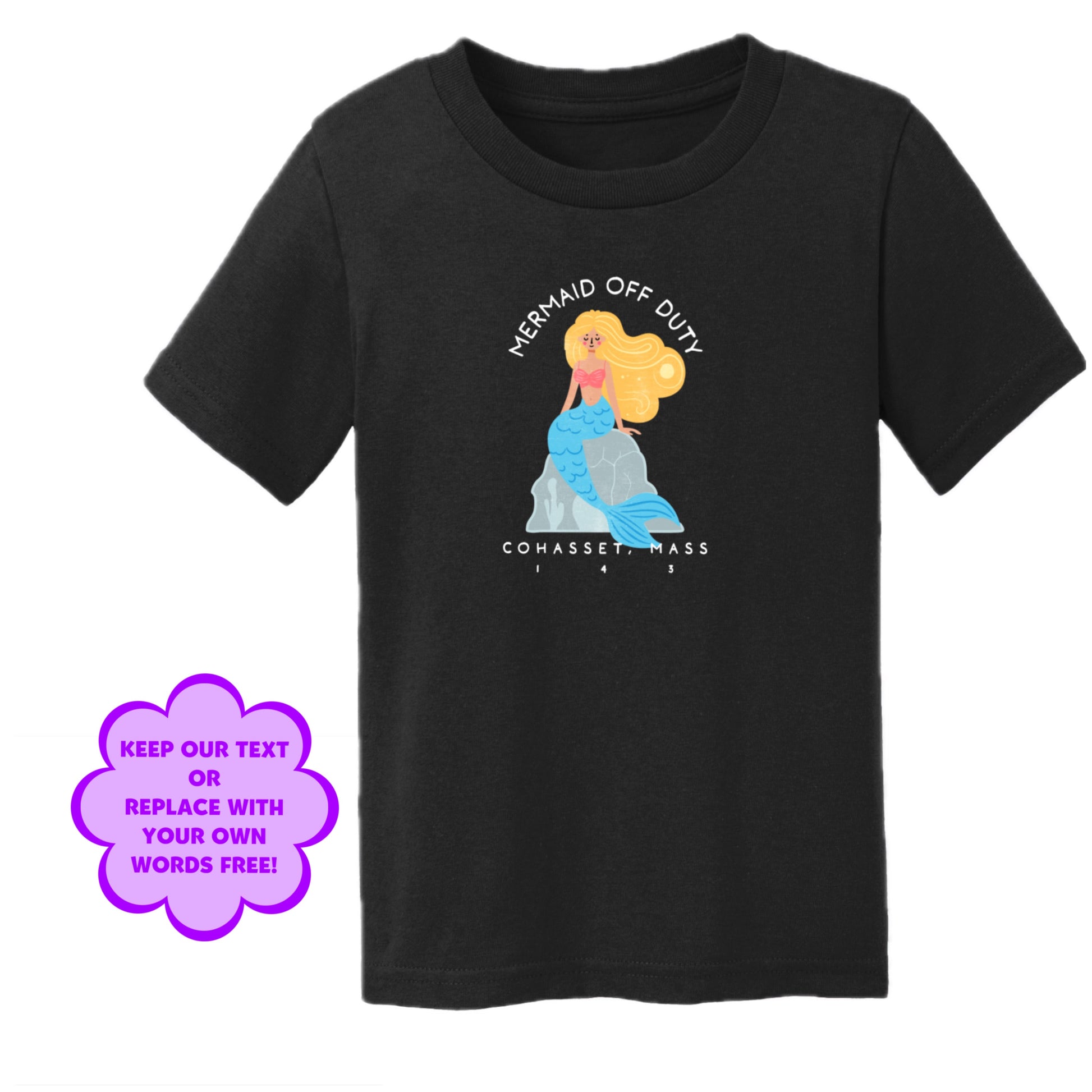 Personalize Free Mermaids, Cohasset, Toddler Cotton Tee from Baby Squid Ink 