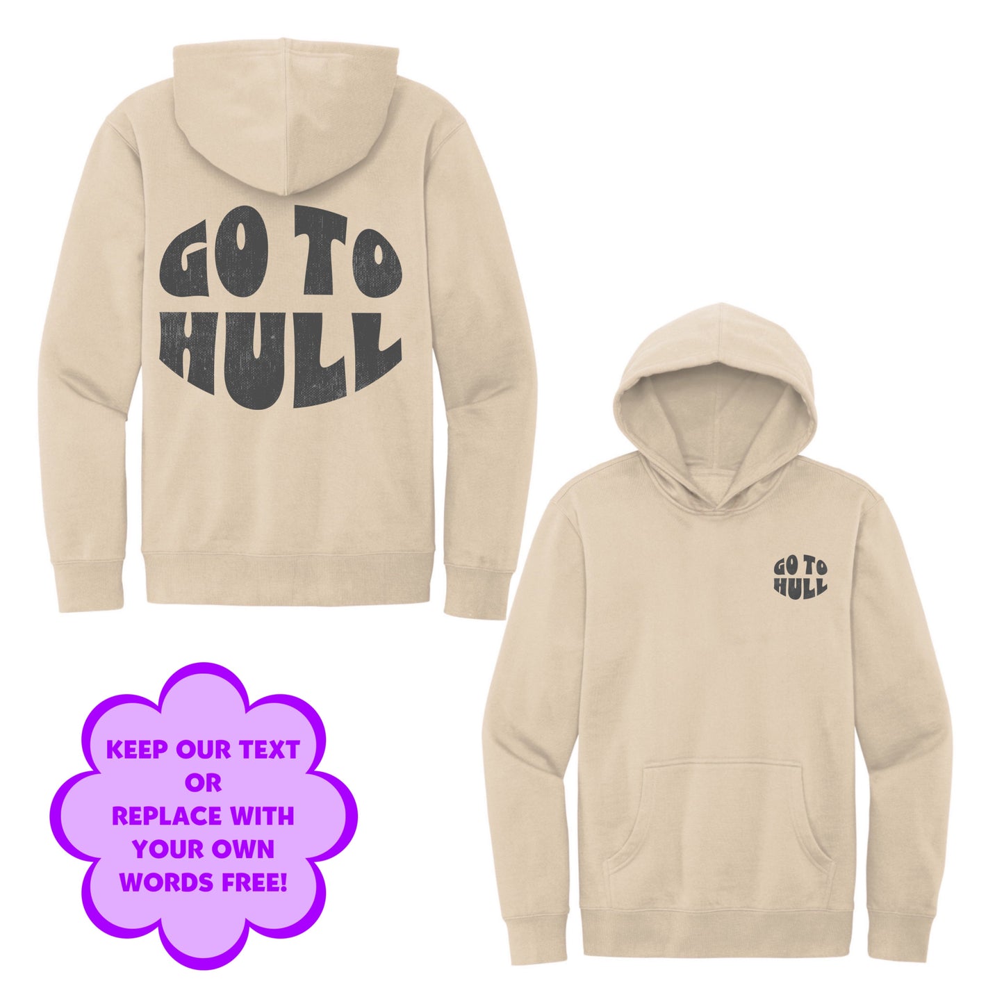 Personalize Free Go to Hull, Adult Fleece Hoodies from Baby Squid Ink 