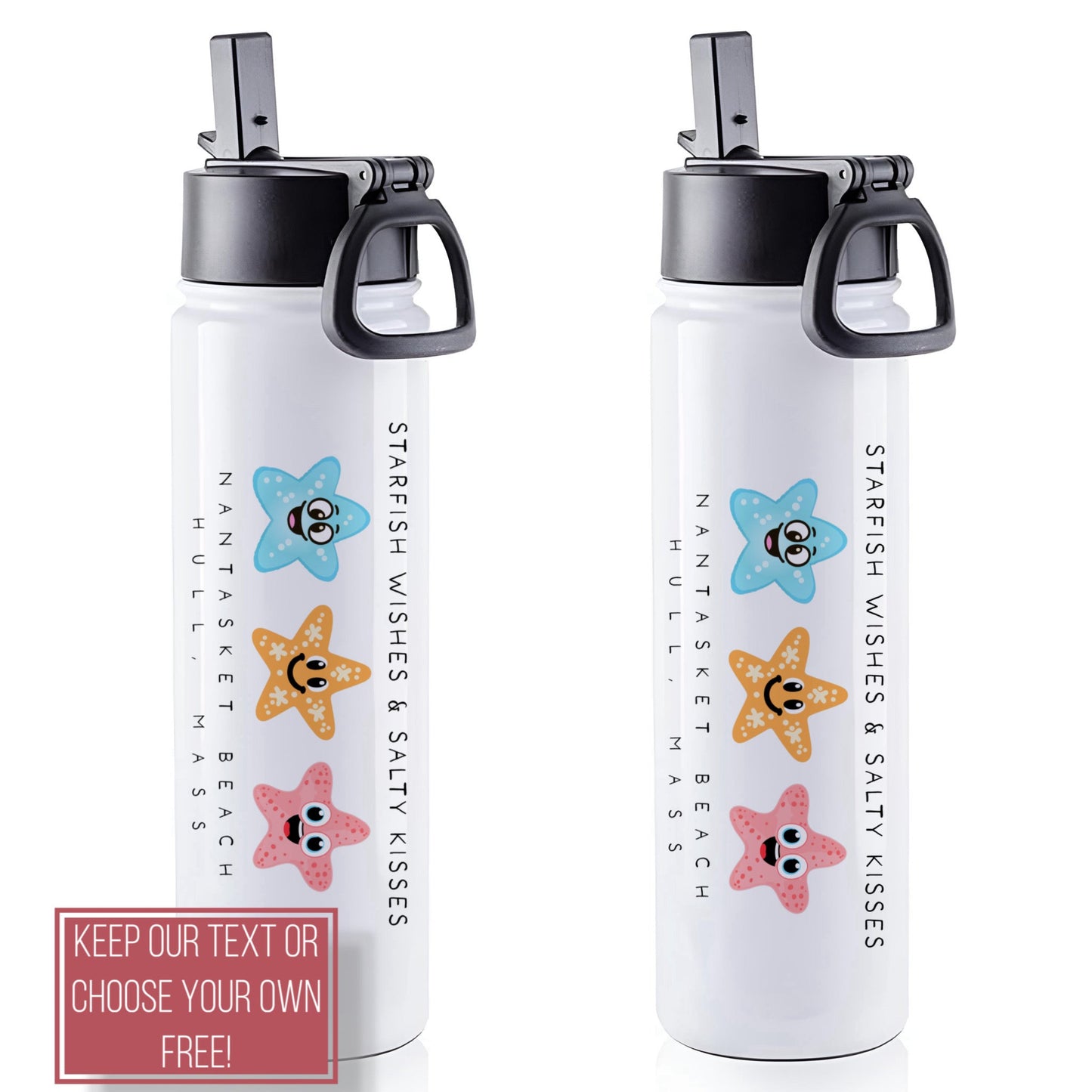 Personalize Free Hull MA, 22oz Stainless Steel Water Bottle from Baby Squid Ink 