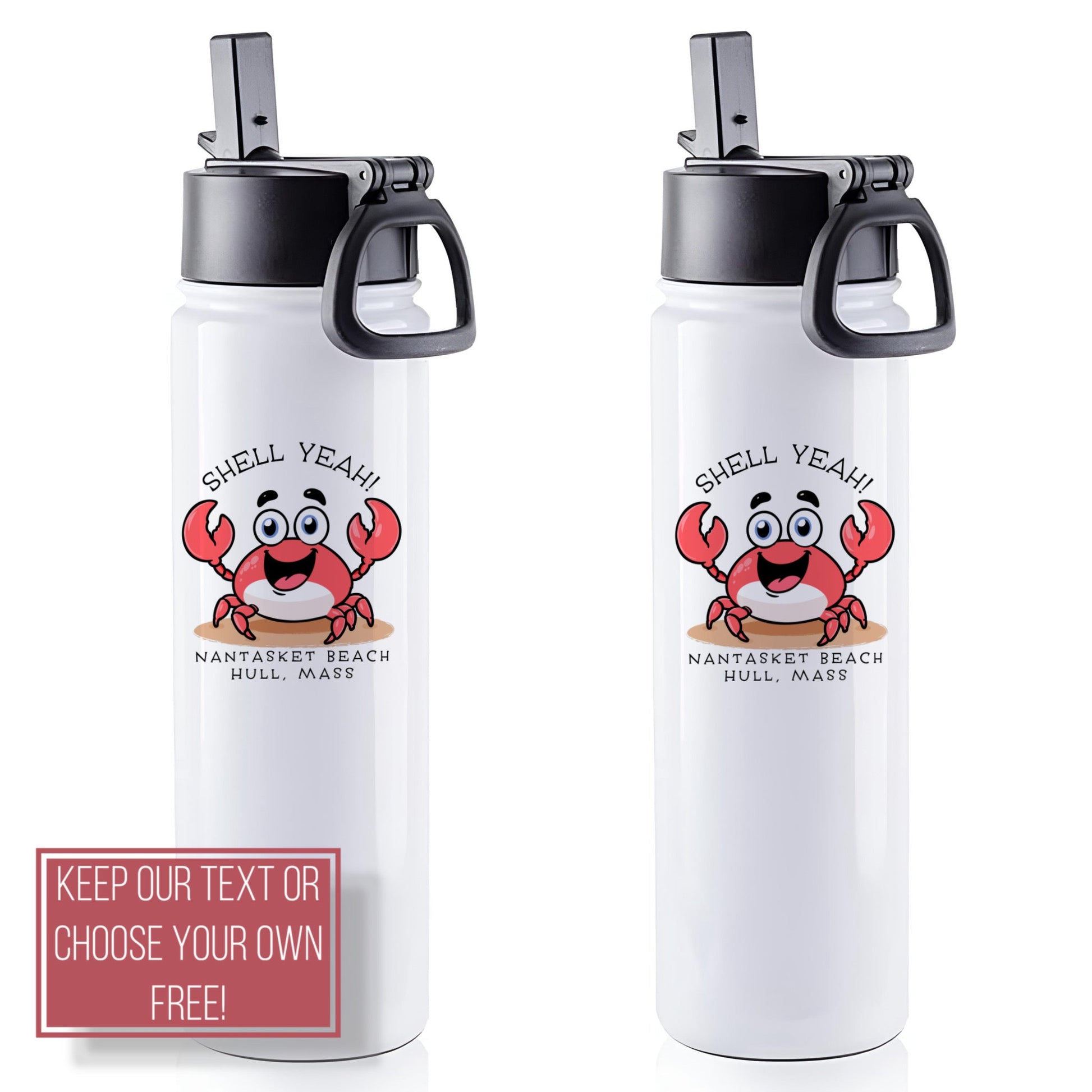 Hull MA, 22oz Stainless Steel Water Bottle Personalize Free