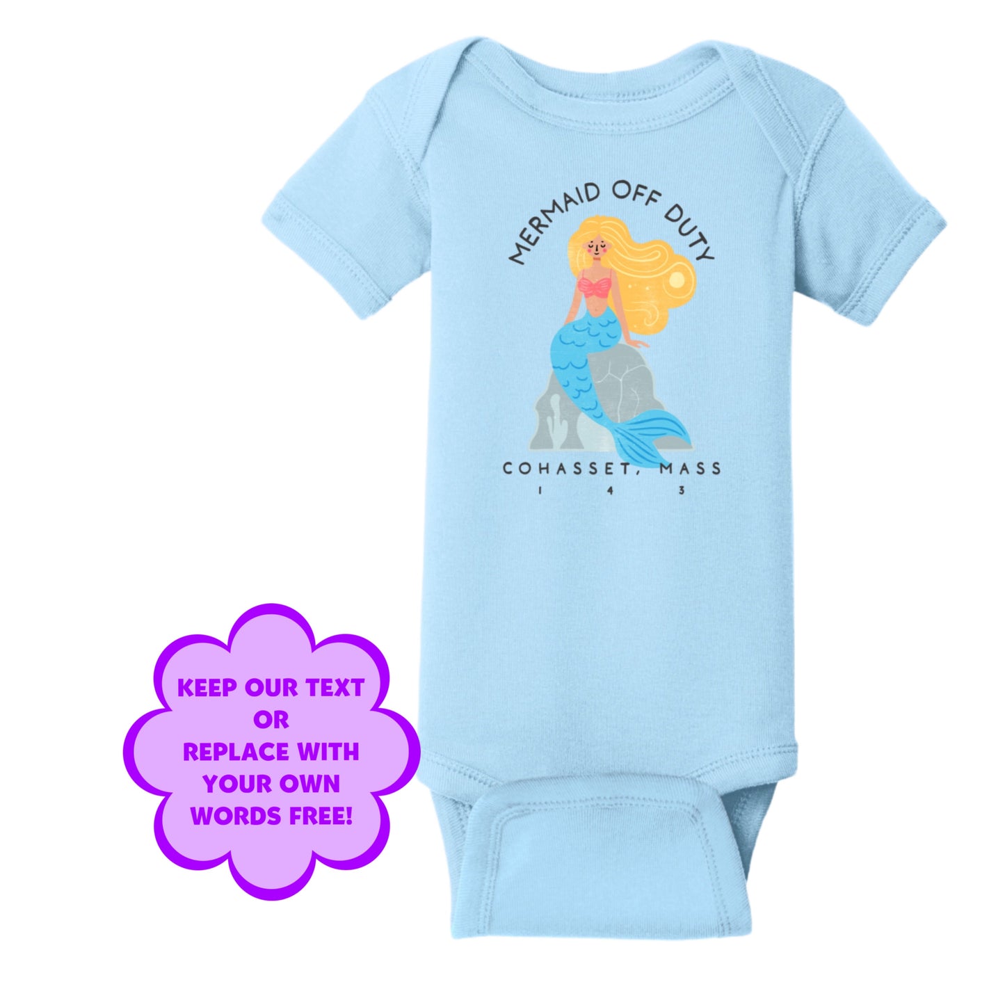 Personalize Free Mermaids, Cohasset, Cotton Onesies from Baby Squid Ink 