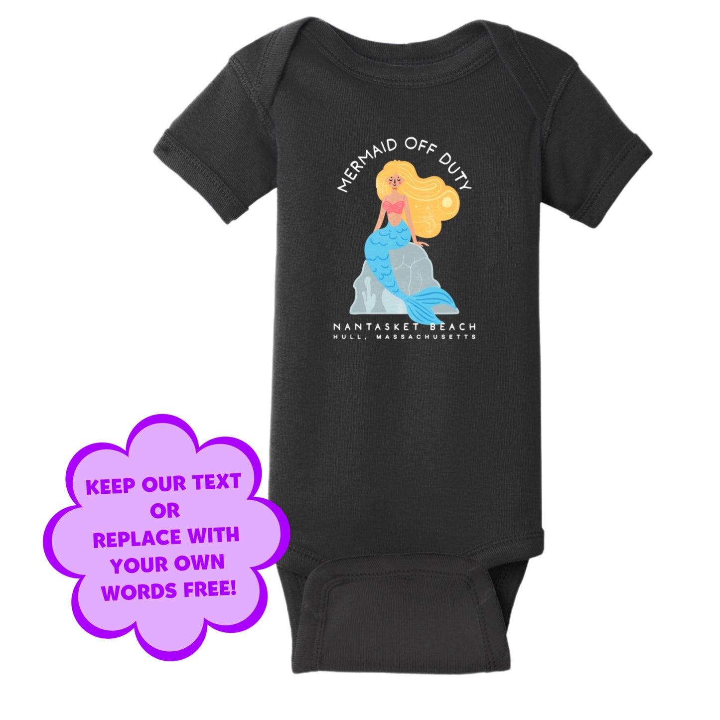 Personalize Free Mermaids, Hull, Cotton Onesies from Baby Squid Ink 