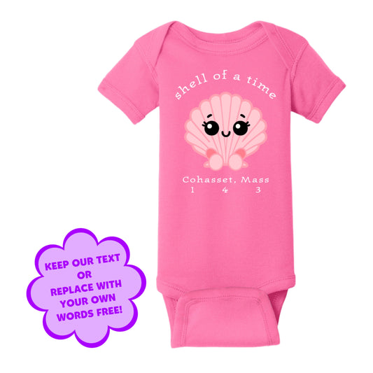 Personalize Free Seashells, Cohasset, Cotton Onesies from Baby Squid Ink 