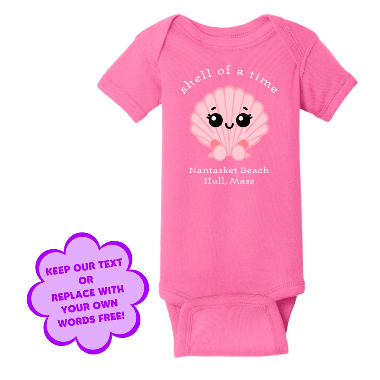 Personalize Free Seashells, Hull, Cotton Onesies from Baby Squid Ink 