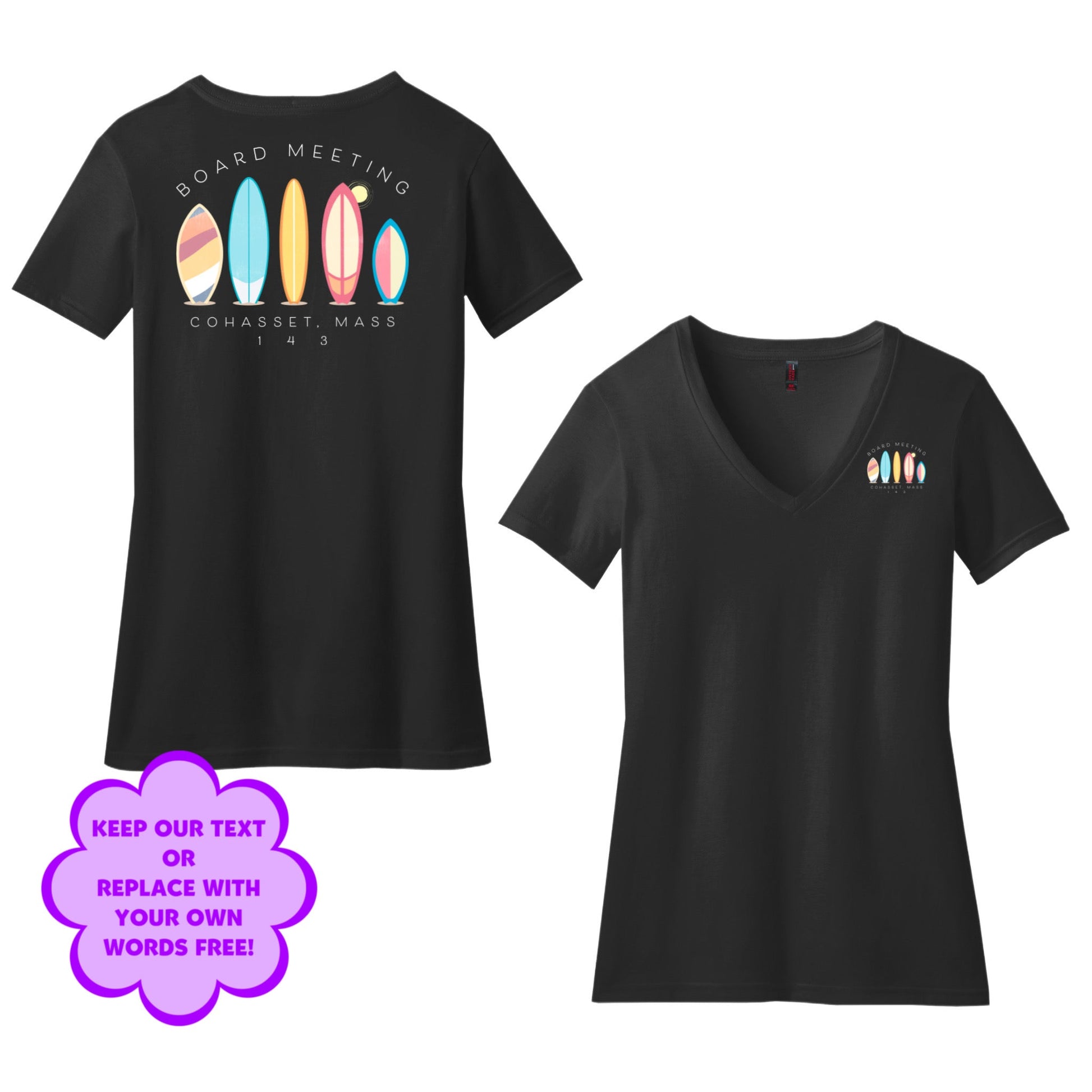Personalize Free Surfboards, Cohasset, Women’s Cotton Tees from Baby Squid Ink 
