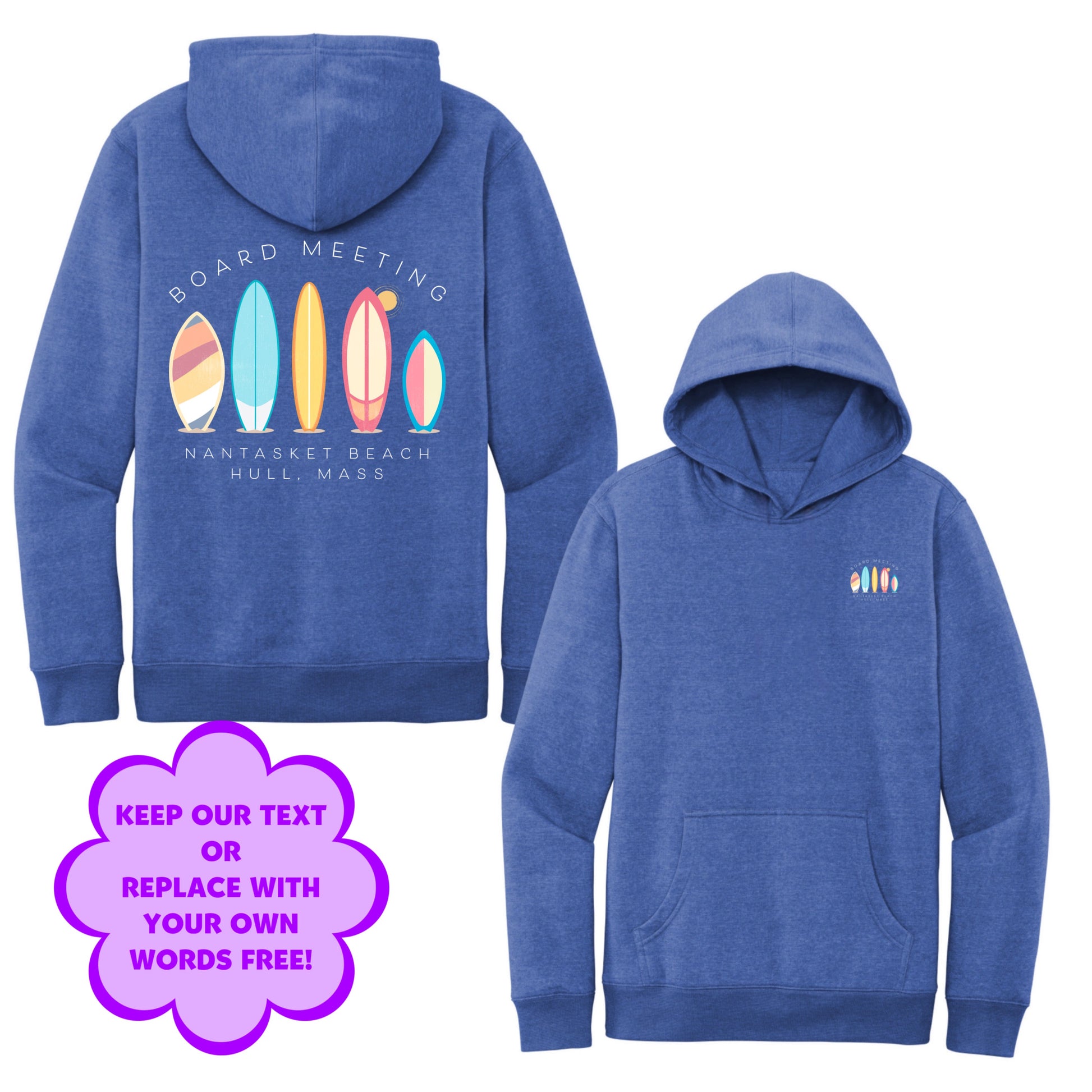 Personalize Free Surfboards, Hull, Adult Fleece Hoodies from Baby Squid Ink 