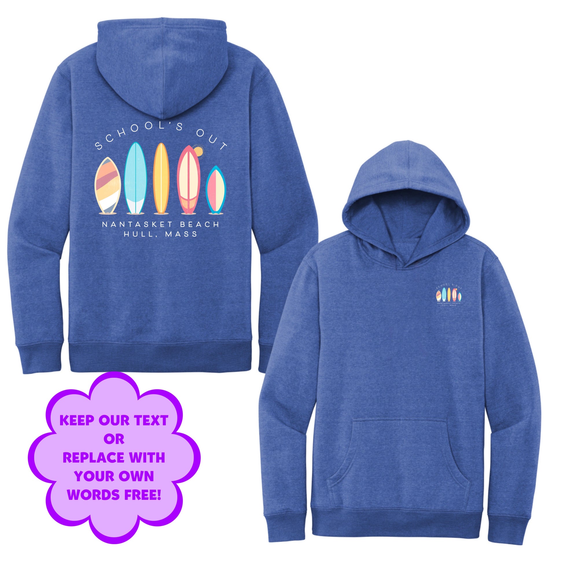 Personalize Free Surfboards, Hull, Kids Fleece Hoodies from Baby Squid Ink 