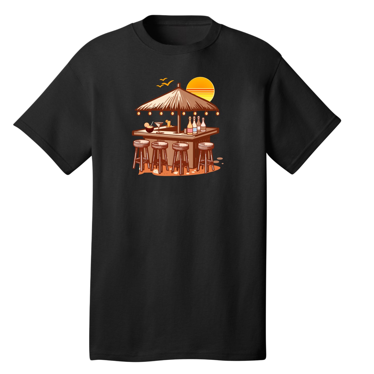 Customizable Tiki Beach Bar Design, 100% Cotton Tee