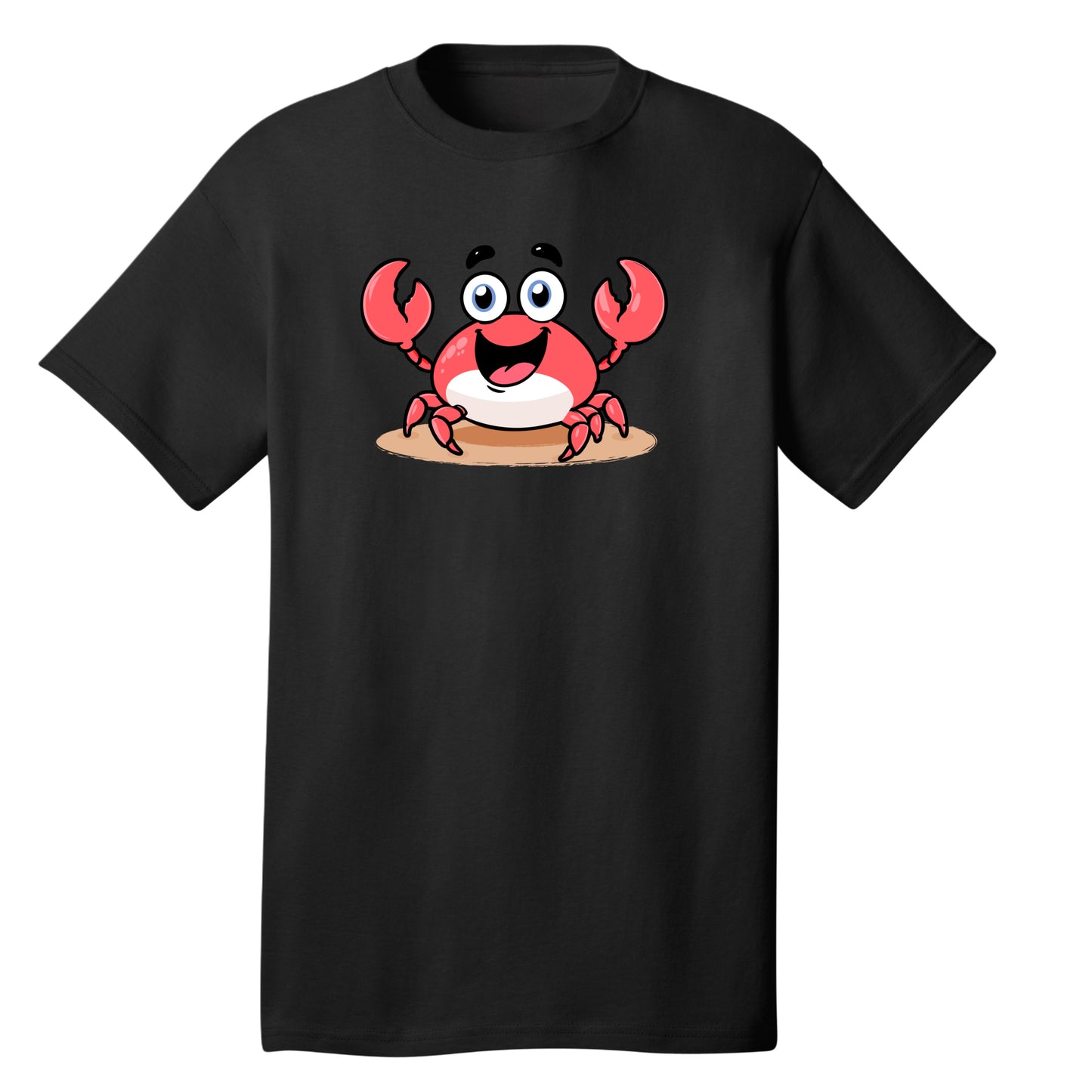 Customizable cartoon beach crab cotton black tee