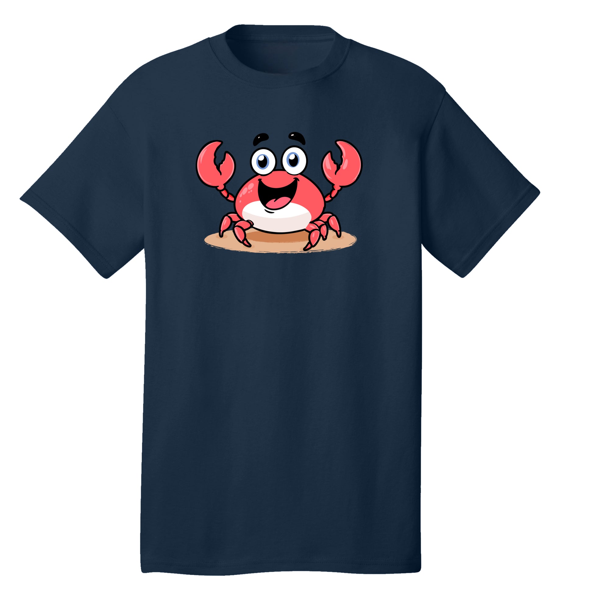 Customizable cartoon beach crab cotton navy tee