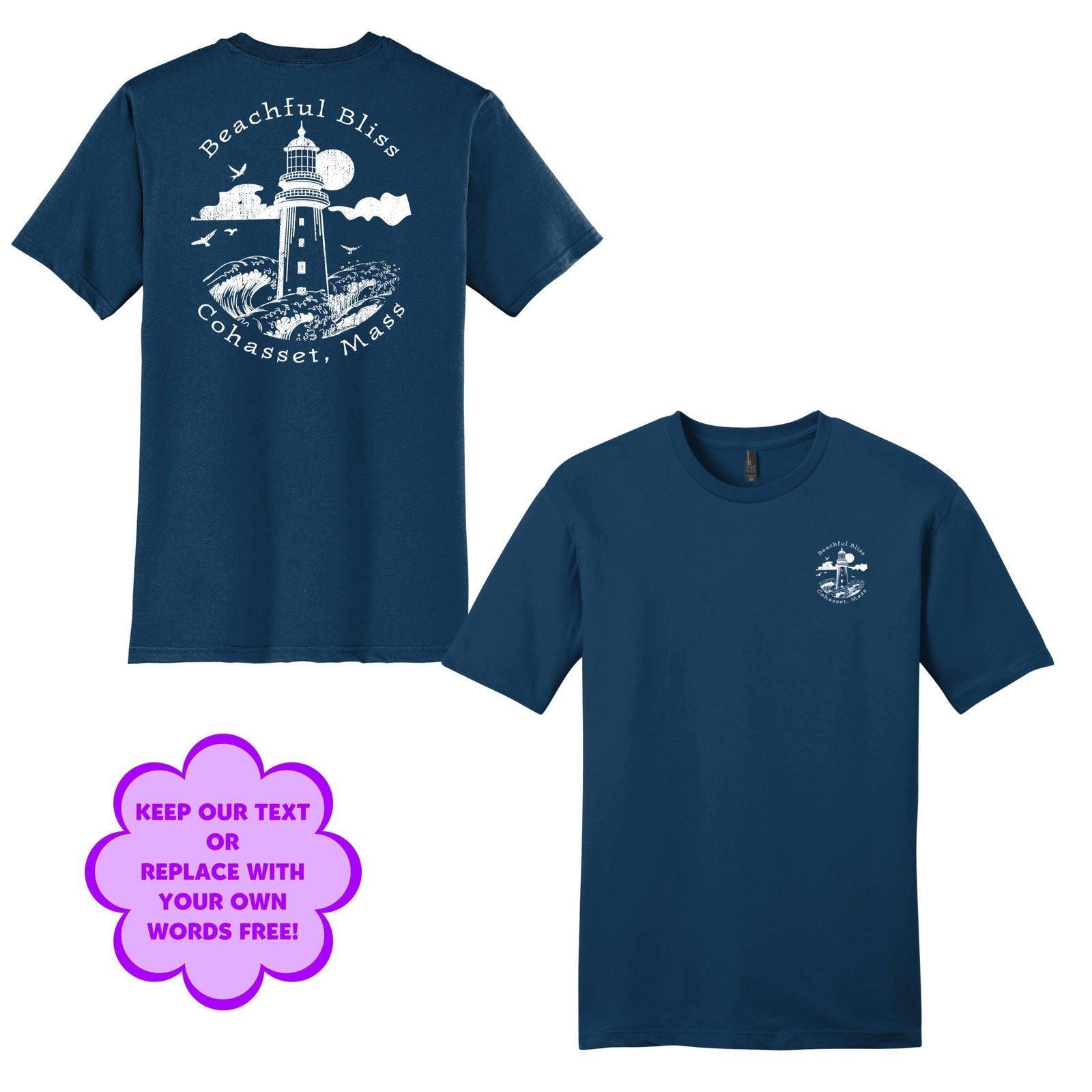 Beach Lighthouse, Cohasset, Kids Cotton Tees - Baby Squid Ink