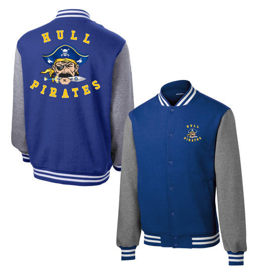 Hull Pirates, Fleece Letterman Jacket, Adult Sizes - Baby Squid Ink