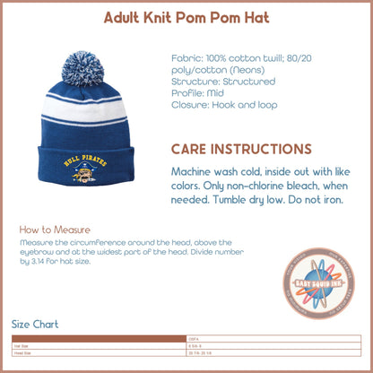 Hull Pirates, Knit Pom Pom Hat, Adult Size - Baby Squid Ink