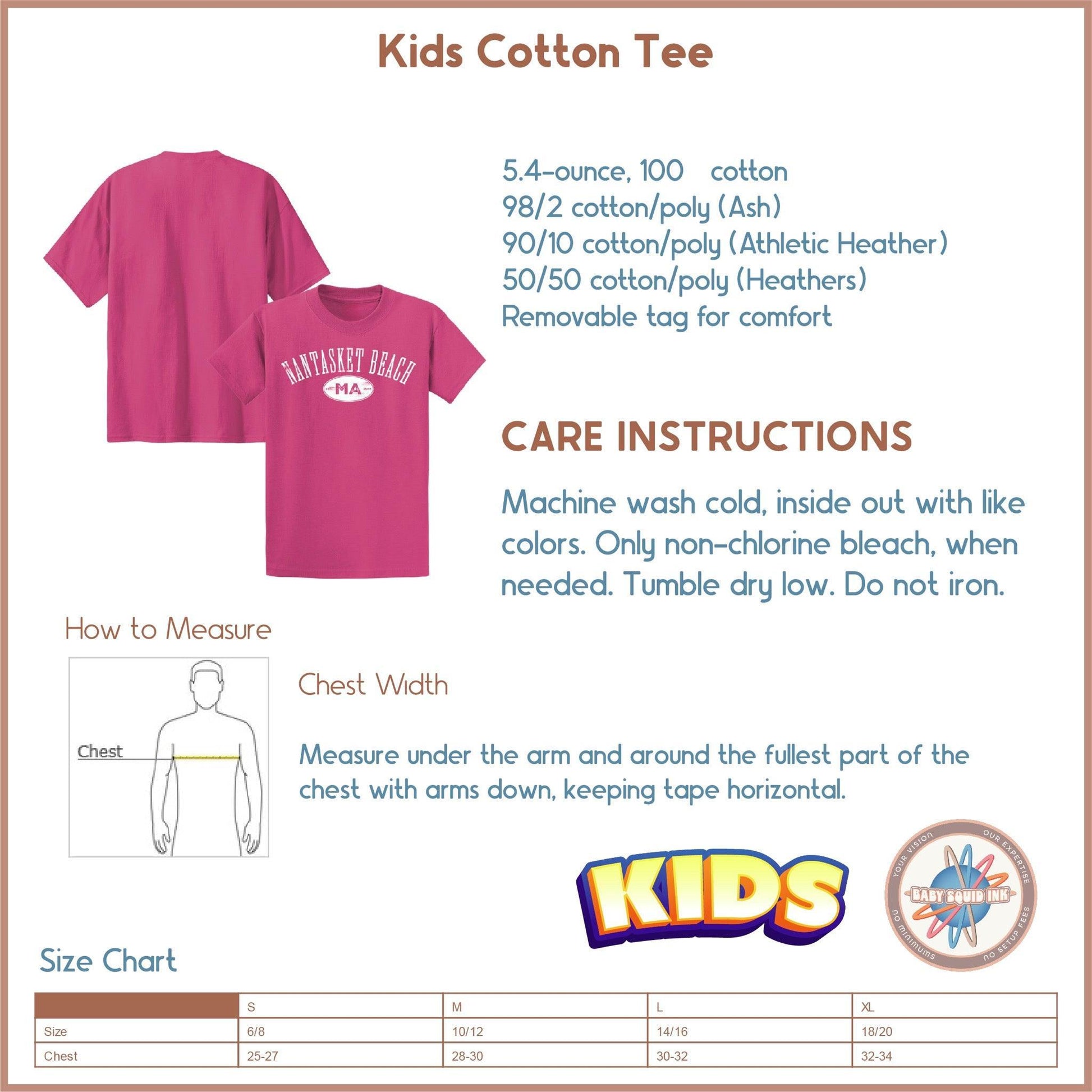 Nantasket Beach, Kids 100% Cotton Tees - Baby Squid Ink