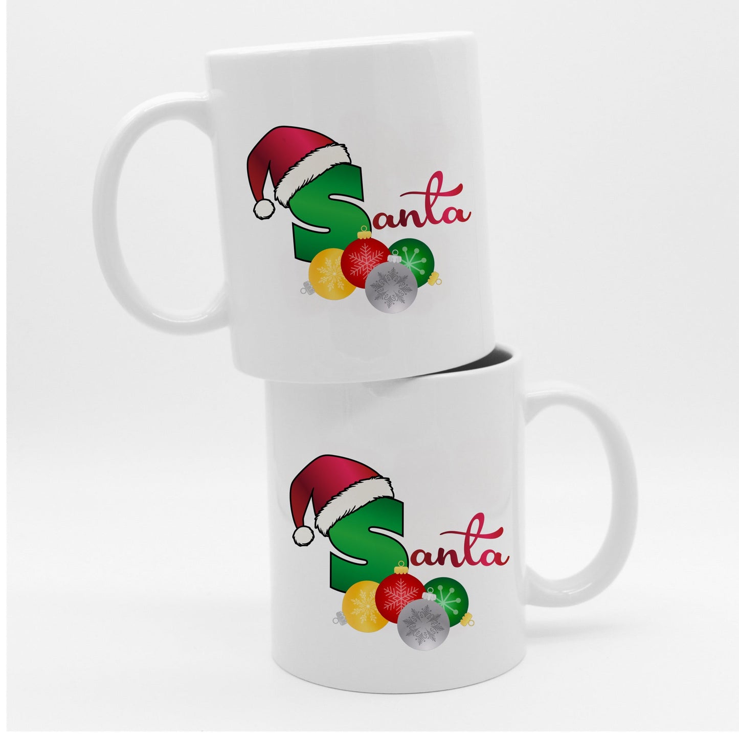 Santa Hat Initial, 15oz Ceramic Mug - Baby Squid Ink