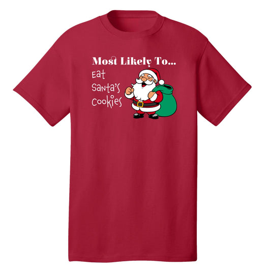 Santa “Most Likely To…”, Cotton Tee, Adult - Baby Squid Ink