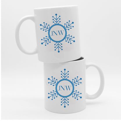 Snowflake Monogram, 15oz Ceramic Mug - Baby Squid Ink