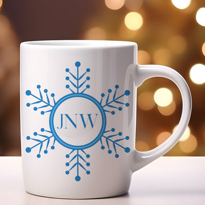 Snowflake Monogram, 15oz Ceramic Mug - Baby Squid Ink