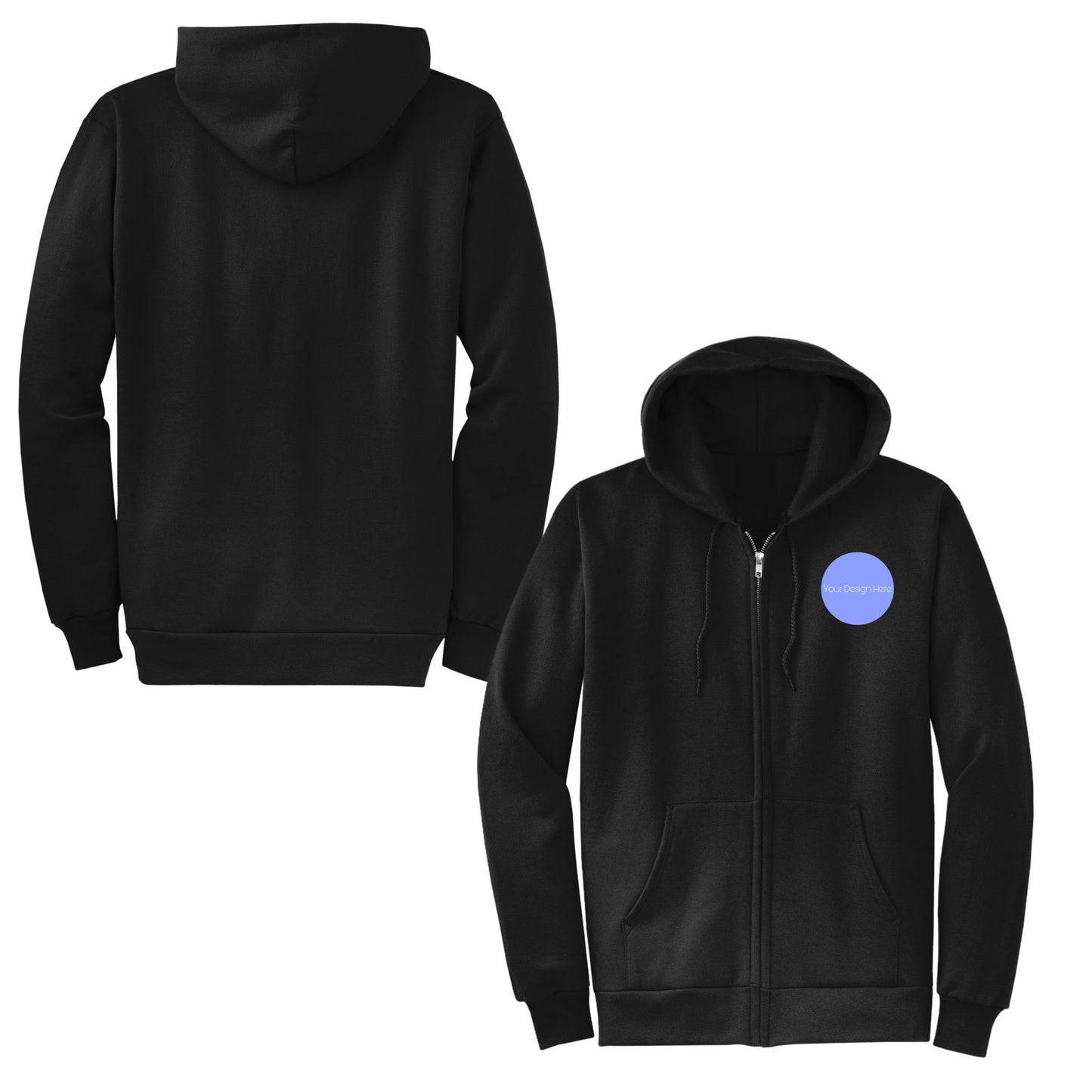 Upload Your Artwork or Photo, Adult Fleece Full Zip Hoodie - Baby Squid Ink